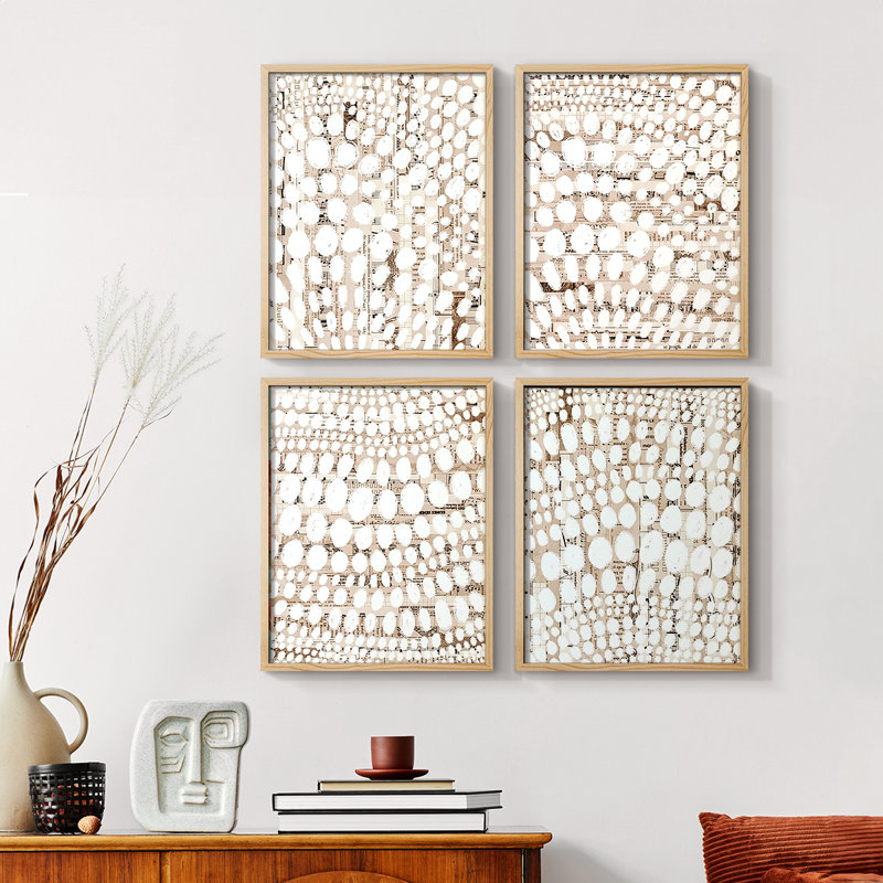 «Fan Brush I», ensemble de 4 reproductions encadrées, H 14 po x l 44 po