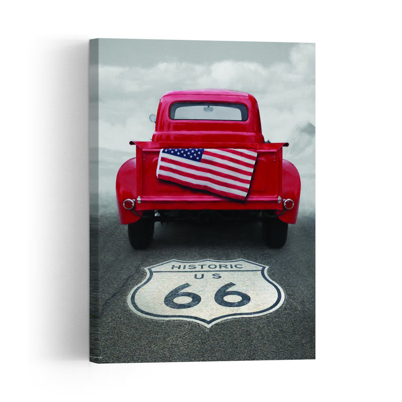 American Road Vintage Wall Art Print 1 Piece Wrapped Canvas Wall Art, 91.44cm H x 60.96cm W