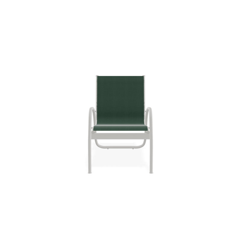 Outdoor Stacking Dining Armchair with Cushions, Textured Snow, Forest Forest Green 22D Sunbrella®