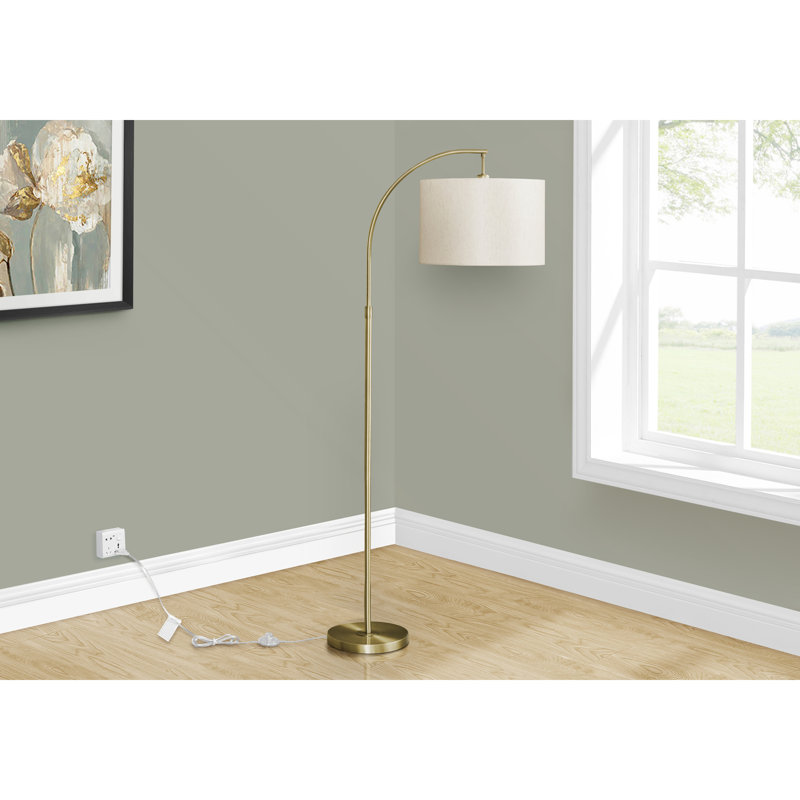 Lighting, 65 po, lampe sur pied, laiton métallique, contemporain, Doré