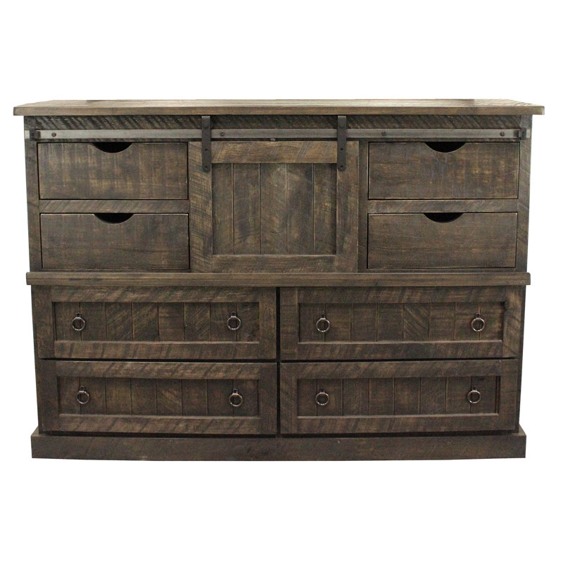 Commode combinée 8 tiroirs Casson, Bois flotté rustique
