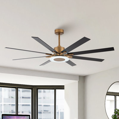 Broghen 65'' 8 - Blade Reversible Large Ceiling Fan with LED Lights and Remote Control