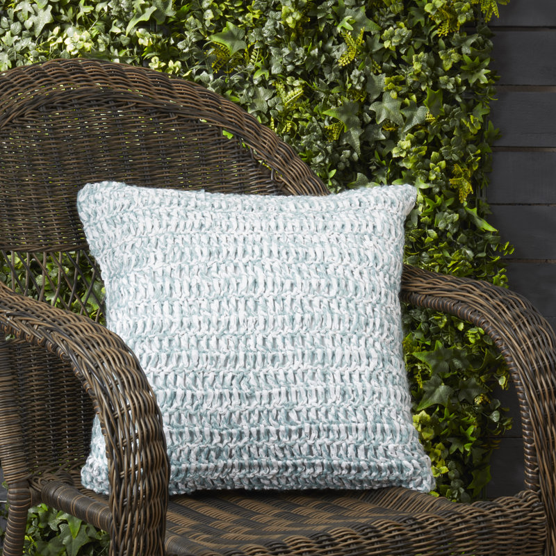 Coussin décoratif intérieur / extérieur en polyester Raffia Collection, Turquoise