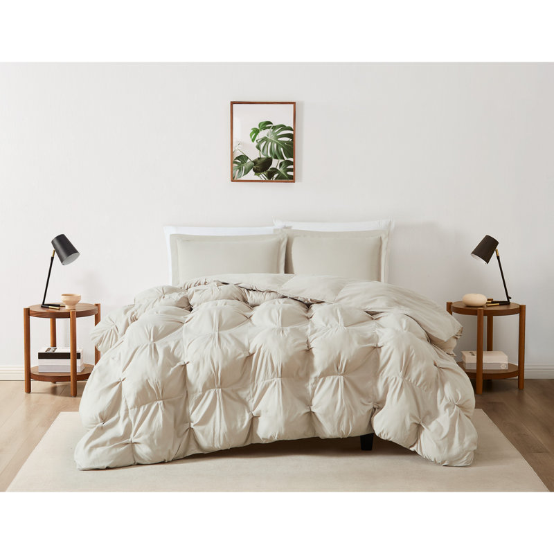 Napperon vraiment doux - rembourré, microfibre douce, Beige, Édredon pour grand lit + 2 taies décoratives