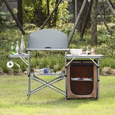 Topbuy Camping Folding Table Portable Outdoor Bbq Grill Stand W/windscreen Bag -  TOPB000234