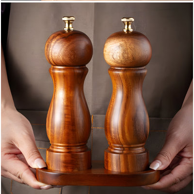 Premium Solid Acacia Wood Pepper Grinder - Manual Salt And Pepper Mill For Freshly Ground Spices, Ideal For Kitchen, Dining, And Gourmet Cooking