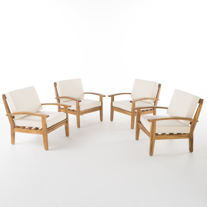 Claytor Metal Outdoor Lounge Chair, Beige, Teak