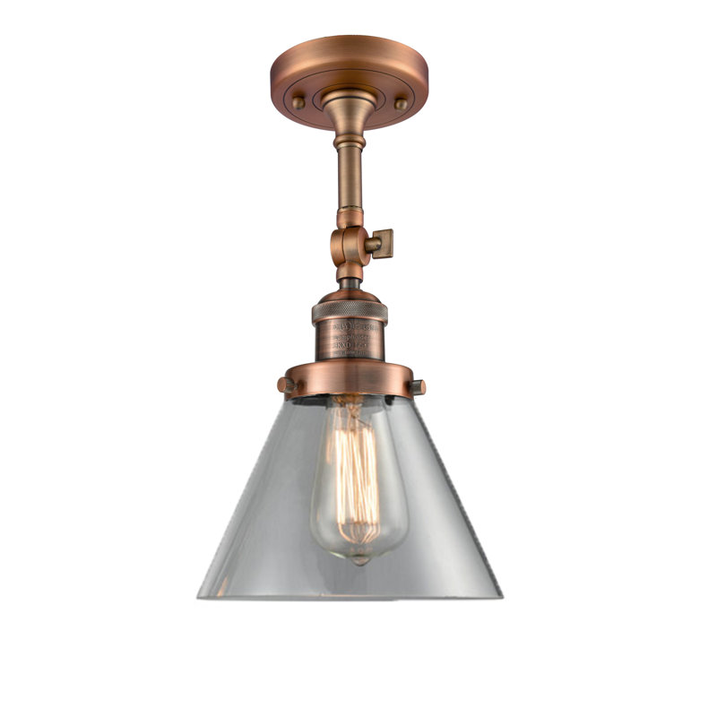 Éclairage de meuble-lavabo inclinable 2 lumières Cone, Ampoule à DEL rétro de 6 watts, Clair, Cuivre antique