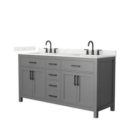 Beckett 66" Freestanding Double Bathroom Vanity with Quartz Top
