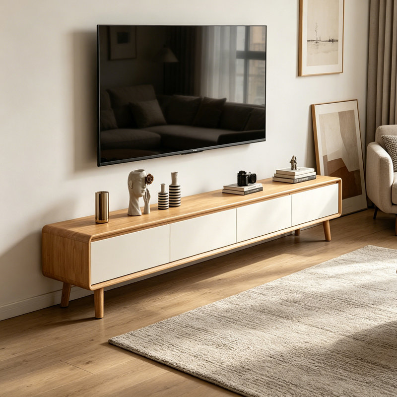 Meuble télé Modern, H 16,53 po x l 78,74 po x P 11,81 po, Brown/White