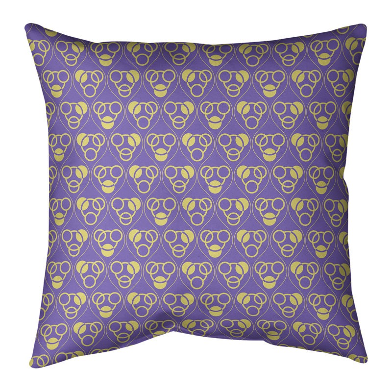 Coussin Classic, 28 po x 28 po, Mauve/jaune, Bourre en polyester