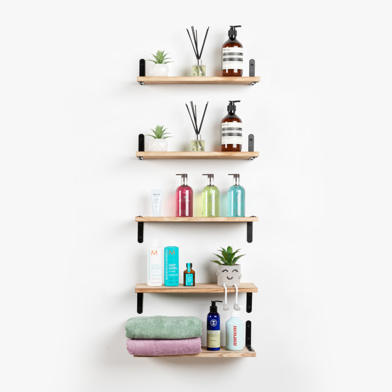 5 Piece Wood Bracket Shelf