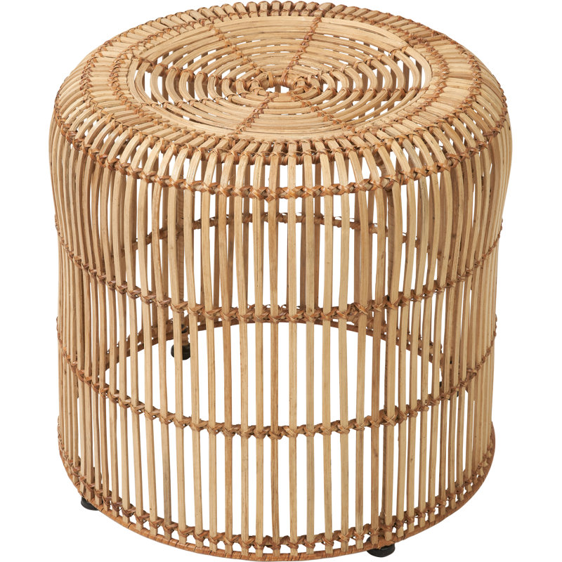 Rattan Core Metal Accent Stool, Natural