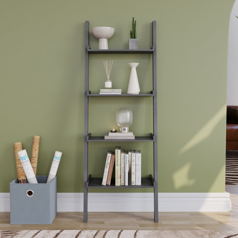 Ogilvie 56cm W Ladder Bookcase, Black, 154cm H