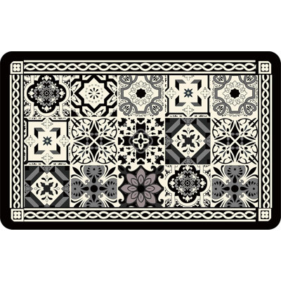 Boho Dish Drying Mat for Kitchen Counter - Super Absorbent Faux Leather Kitchen Mat, Quick Dry & Non-Slip Countertop Protector, Aesthetic Bohemian Decor for Coffee Bar (16"x24", Black)