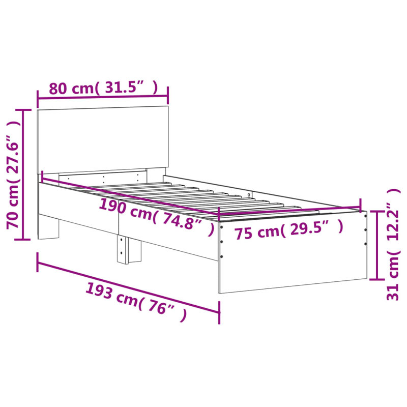 Nyleen Bed, Concrete Grey, EU Single (3'4)