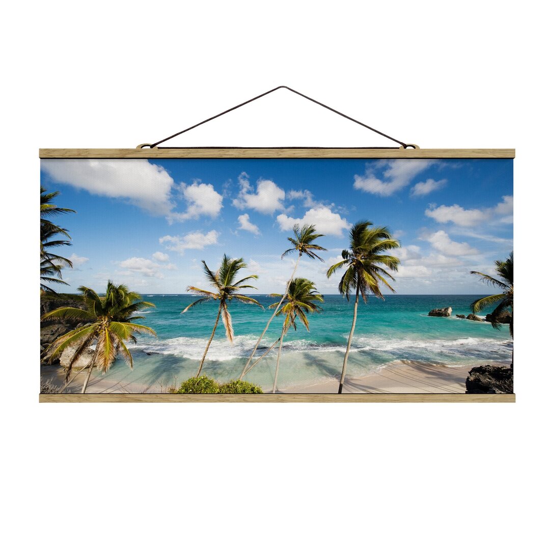 Stoffbild Mit Posterleisten - Beach Of Barbados - Querformat 1:2