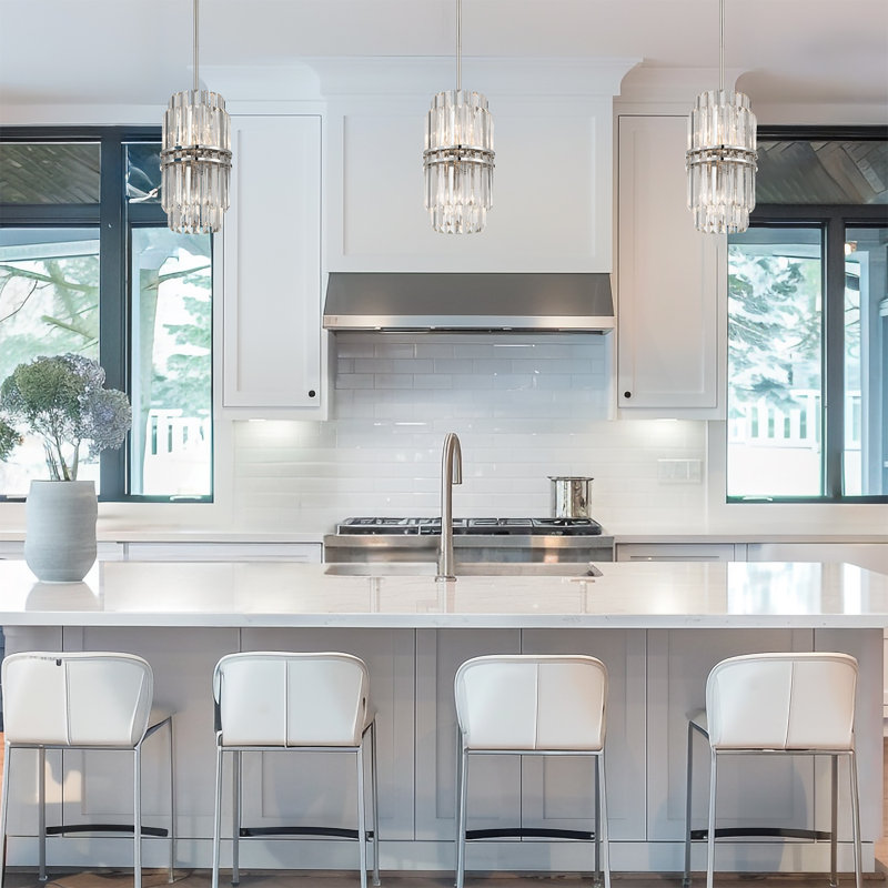 Luminaire suspendu 4 lumières Hayes, Nickel poli