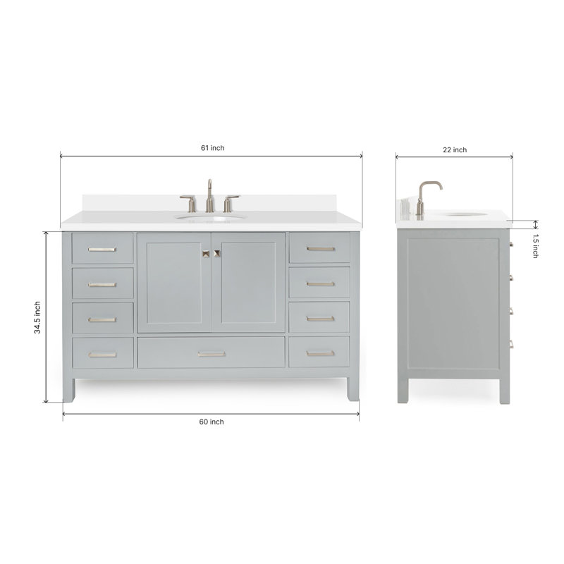 Cambridge 61'' W Single Vanity, Oval, Gray