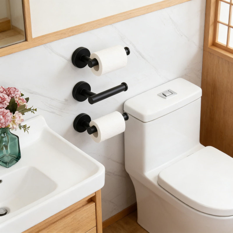 Porte-papier hygiénique mural en acier inoxydable de qualité supérieure, antirouille pour salle de bain et porte-rouleau de cuisine avec poignée sécurisée et installation réglable