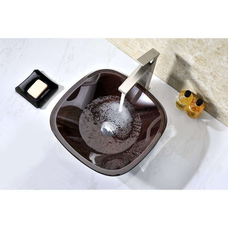 Cansa 16.1'' Red Tempered Glass Above-Counter Bathroom Sink