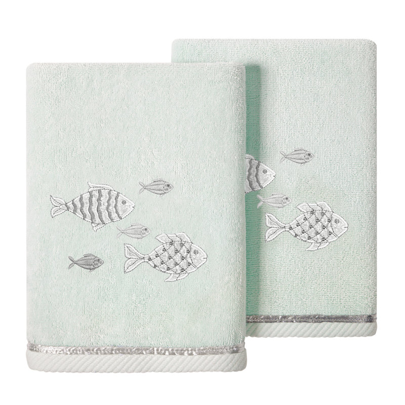 Ensemble de serviettes en coton turc 2 pièces Figi, Turquoise