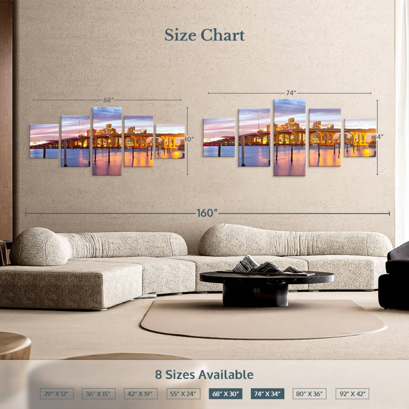 Miami Buildings, 34" H x 74" W