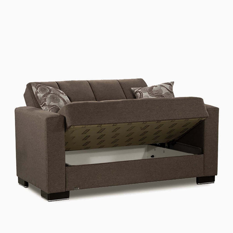 Annalice 65 in. Fabric Upholstered 2-Seater 3-in-1 Sleeper Loveseat Sofa Bed with Storage, Chenille Dark Beige