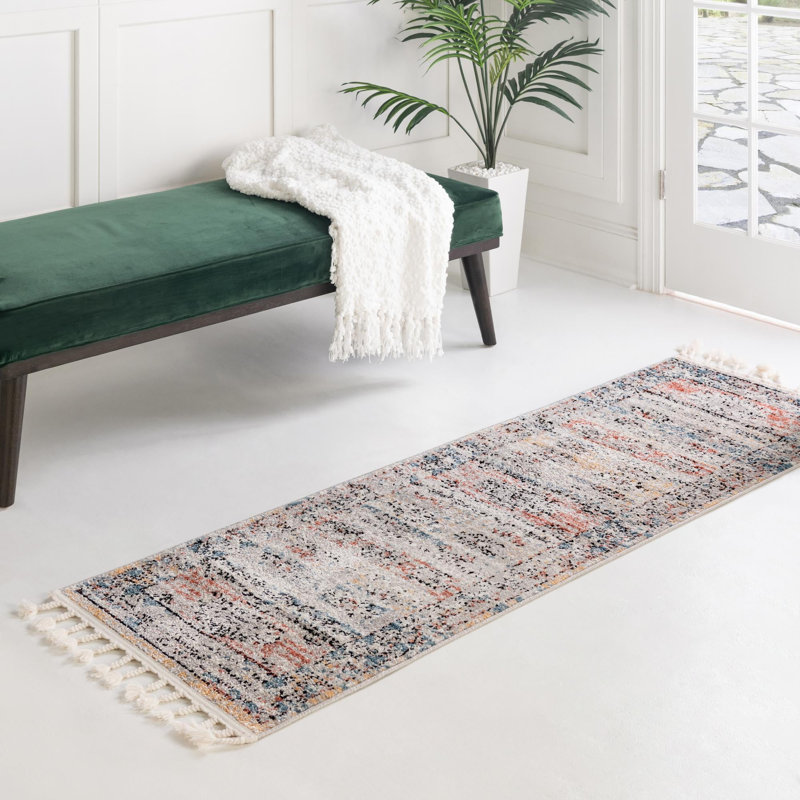 Tapis rouge / bleu / jaune Iroda, Tapis de couloir 2 pi 7 po x 10 pi