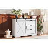 Storage Sideboard with Silent Sliding Doors and Three Drawers