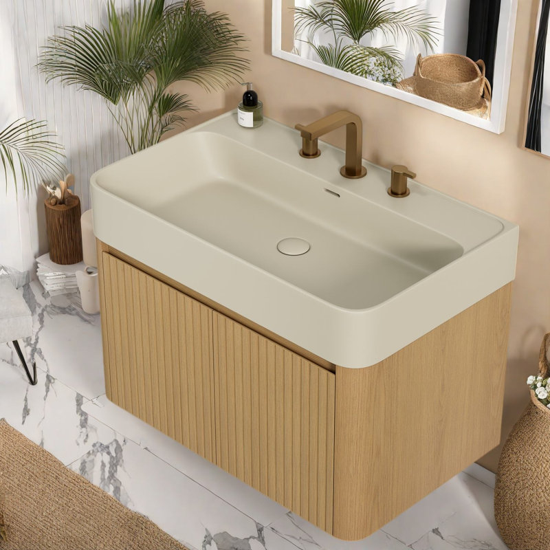 Modern Vanities, Solid Surface, Oak Storage, 29.53