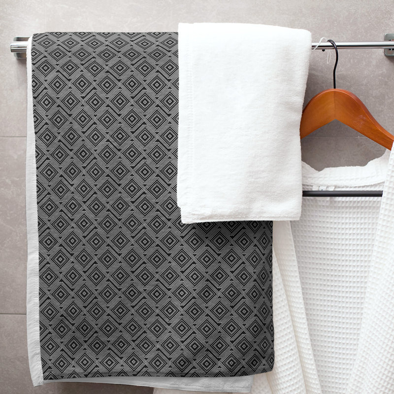 Katelyn Elizabeth Bath Towel, Black/White