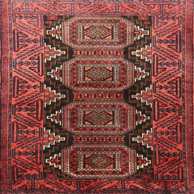 Tapis traditionnel rouge / noir Faer