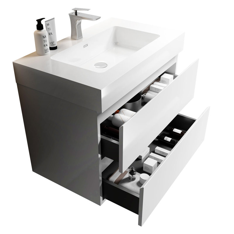 Meuble-lavabo de salle de bain 30 po avec tiroir Alice, Blanc