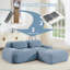 Canapé modulaire en forme de L de 82 pouces - tissu de velours côtelé, accoudoirs courbés, éponge à haute résilience - bleu-129466745