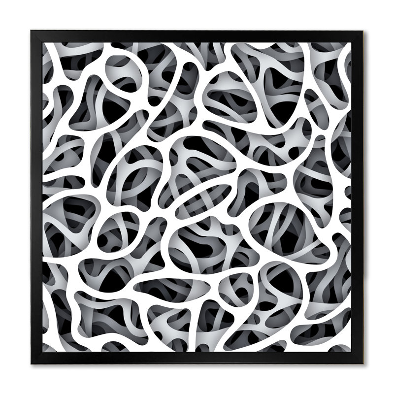 Art graphique noir et blanc - impression sur toile, Cadre noir, H 16 po x l 16 po x P 1 po