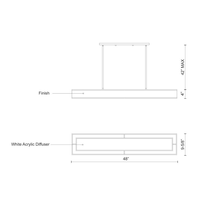 Luminaire suspendu Covina, Blanc, H 46,75 po x l 48 po x P 9,63 po