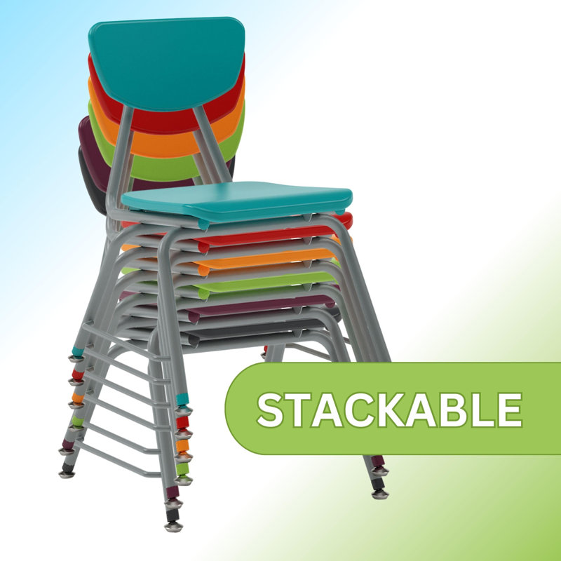 Versa Green Metal Stacking Classroom Chairs, Set of 2