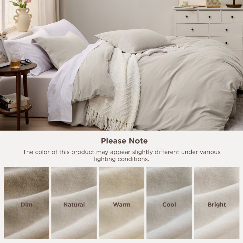 Housse de couette en microfibre très grande taille - ensemble de literie très douce en coton prélavé (ensemble de 3), Lin lin