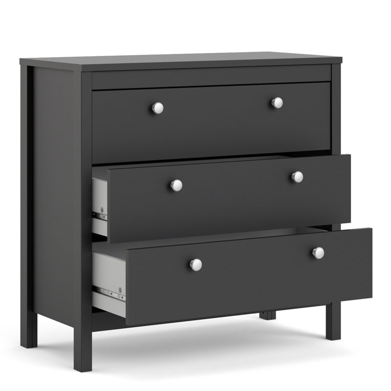 Cynsere 82.1cm W 3 - Drawer Chest of Drawers, Black