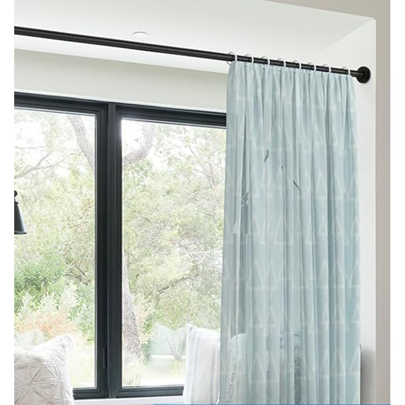 48cm Straight Shower Curtain Pole & Hook Set, Matte Black