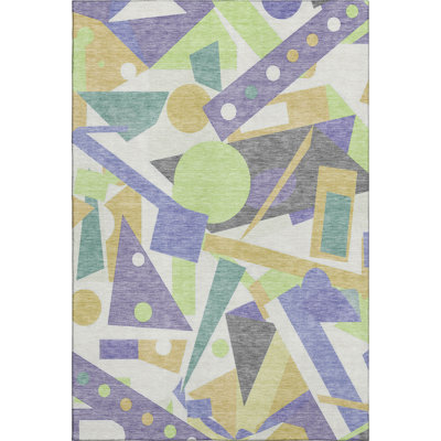Premium Machine Washable Mehara AMF1693 Geometric Rug