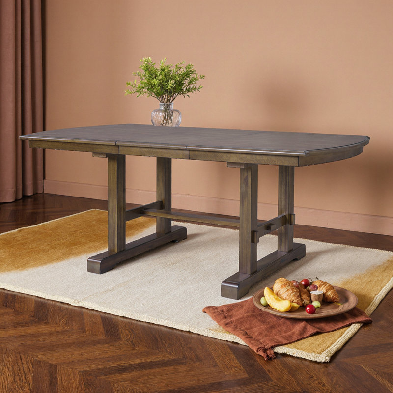 Table de salle à manger de ferme extensible de 60 à 78 po, bois brun acacia - sièges 4-8, American Classic Design