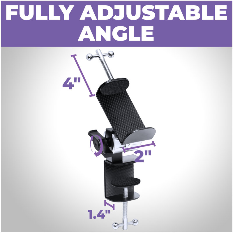 Liquid Stands Piano Stand Power Strip Mount - Fits 1" To 3.4" - Piano Desk Clamp Power Strip Holder - Removable Under Desk Power Strip Holder For Edge - Sturdy Table Clamp Mount And Cable Management