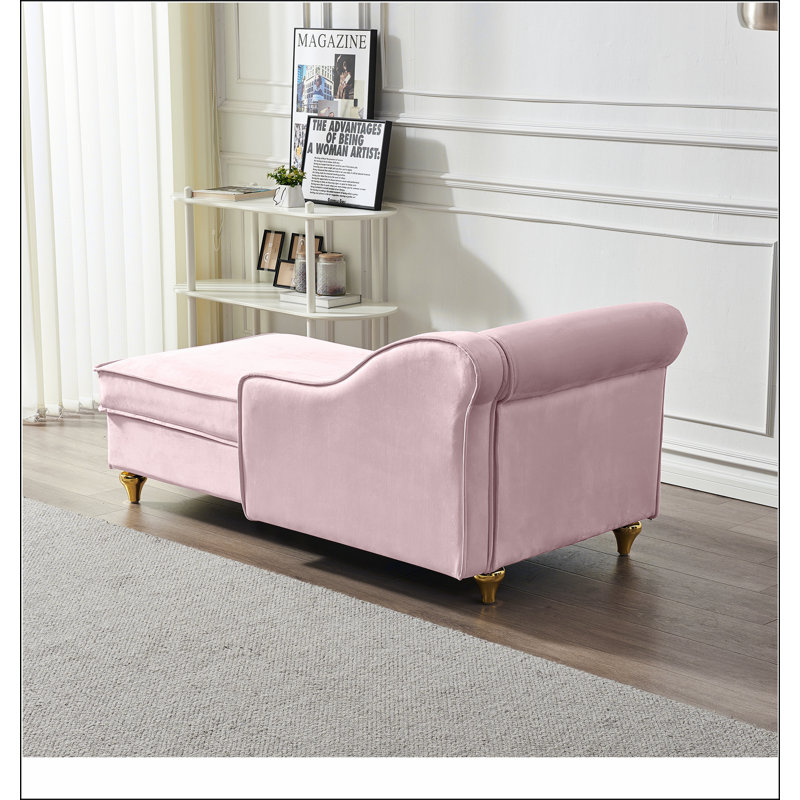 Chaise longue moderne avec revêtement en velours, Rose