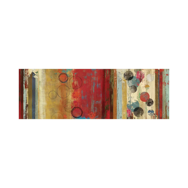 Field Of Red Abstract by Tom Reeves - Wrapped Canvas Panoramic Painting, 30.48 cm H x 91.44 cm W x 1.91 cm D