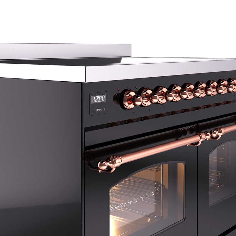 ILVE Nostalgie II 40 in Induction Range, Glossy Black/Copper