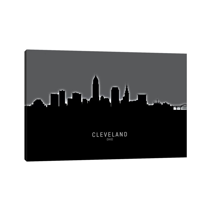 Cleveland Ohio Skyline by Michael Tompsett - 1 Piece Wrapped Canvas Wall Art, 152.5 cm H x 101.5 cm W