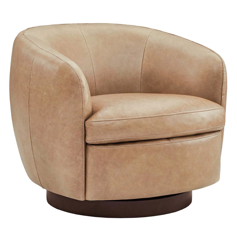 Fauteuil pivotant Marcy en cuir végétalien, Simili cuir brun clair, Brown