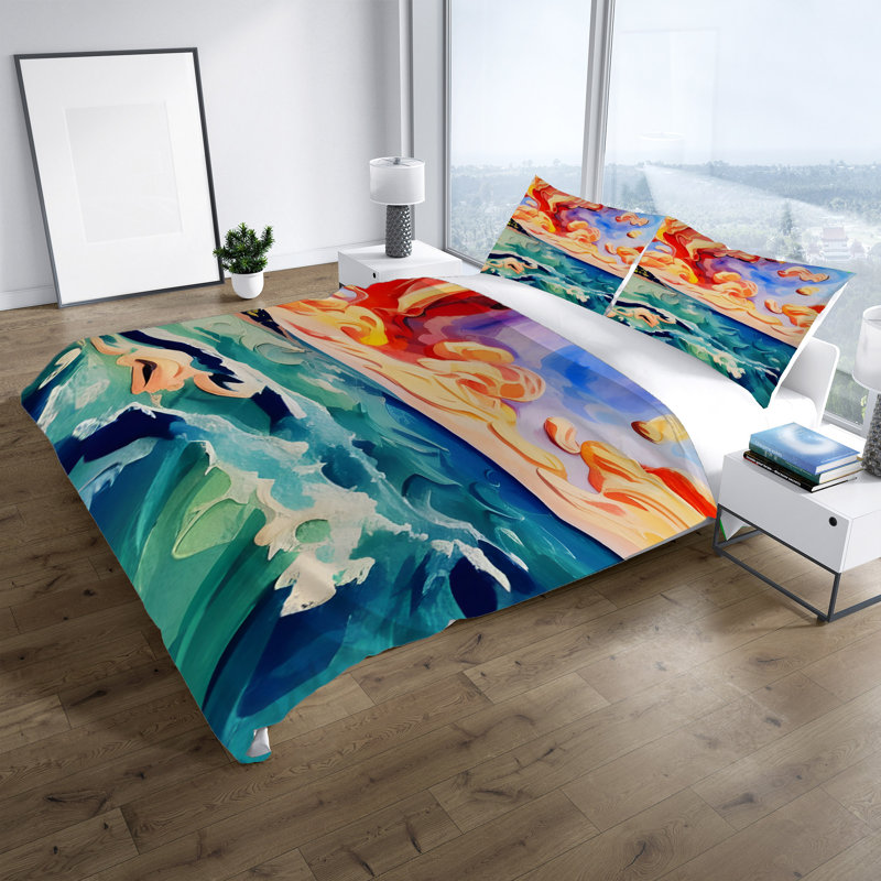 Polyester Abstract Duvet Cover, King Duvet Cover + 2 King Shams